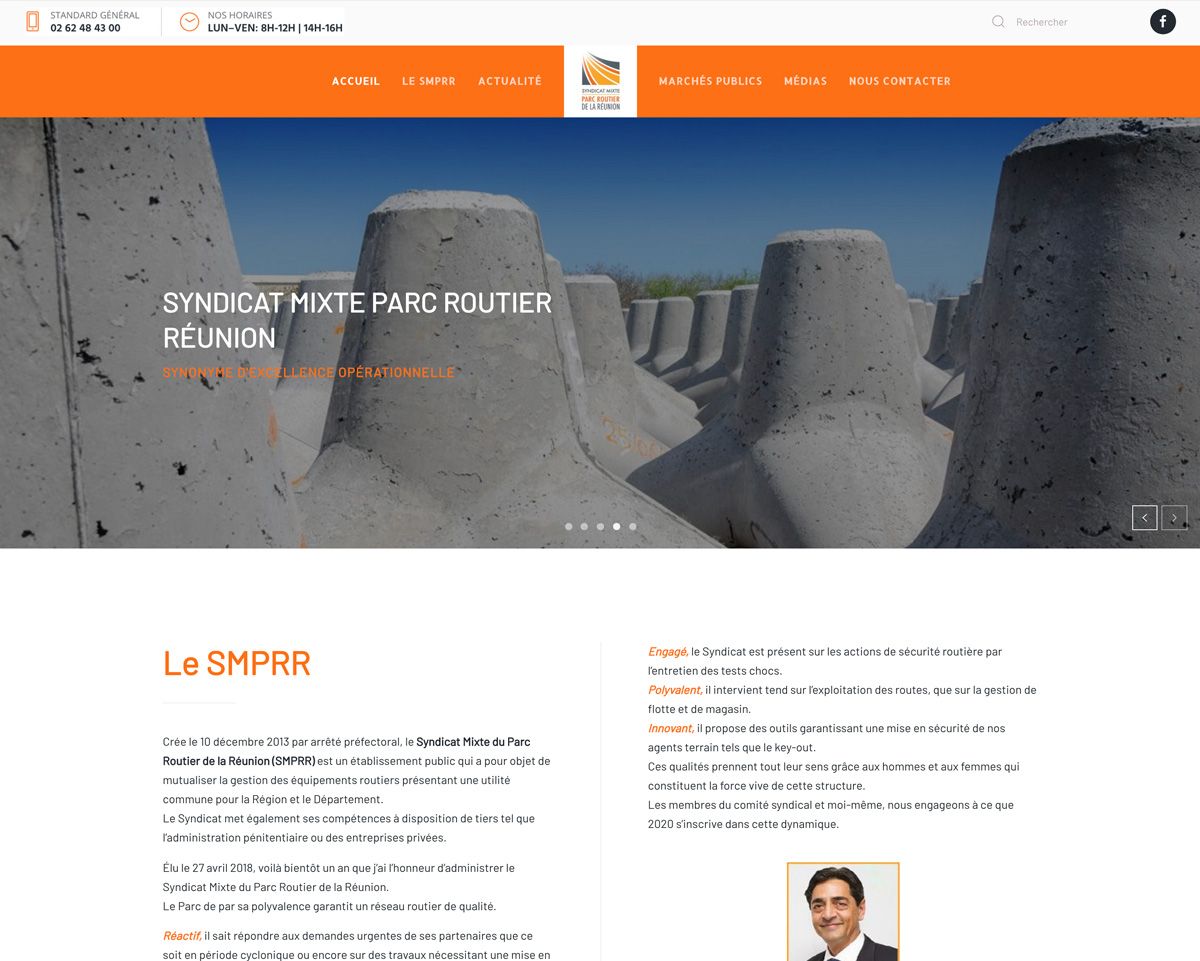 Site internet du SMPRR, Syndicat Mixte Parc Routier de la Réunion - Pascal VALERY - Novacom