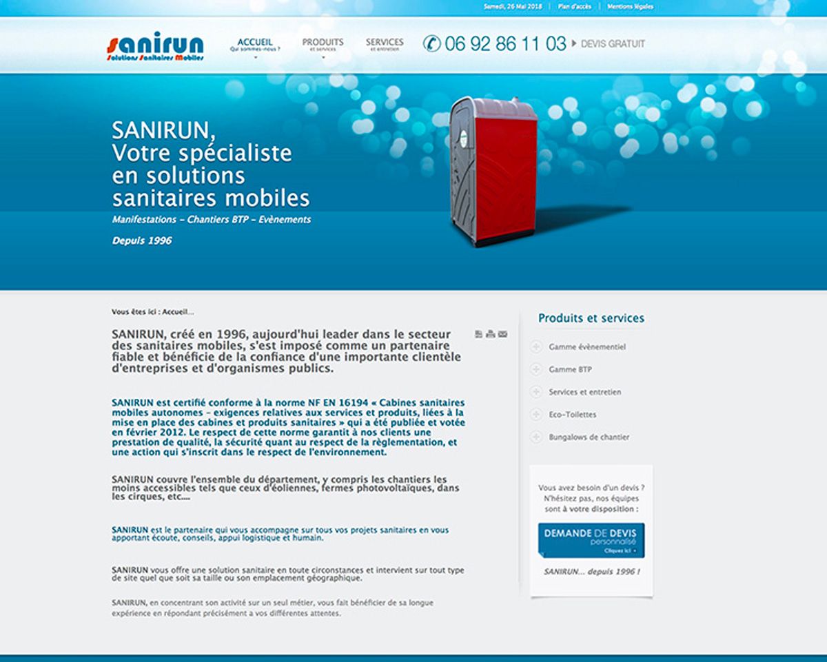 Site internet SANIRUN Réunion - Novacom